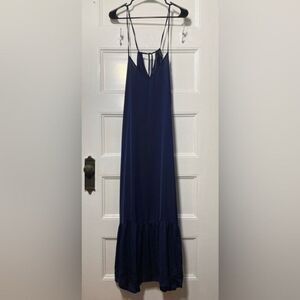 J.CREW NEW Ruffle Hem Sleeveless Maxi Slip Dress NAVY BLUE Size XS